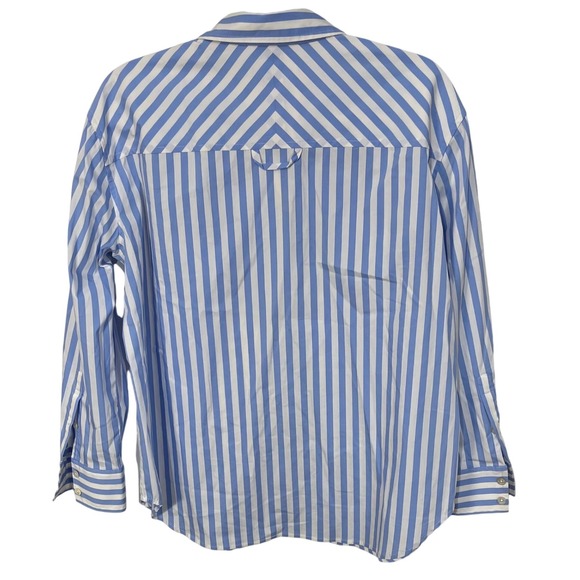 AYR Deep End Button Down Shirt in 100% Cotton Blue Stripe Size Medium - Picture 4 of 6
